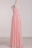 2024 Chiffon One Shoulder Bridesmaid Dresses With Beads And Ruffles A PZ3RQ2K2