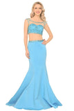 2024 Two-Piece Scoop Prom Dresses Mermaid Satin PGSCYGPZ
