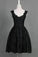 Classic Scoop Sleeveless Knee-Length Black Lace Homecoming Dresses
