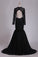 2024 Sexy Open Back Scoop Mermaid Evening Dresses Long Sleeves Tulle PL5ZAFG9