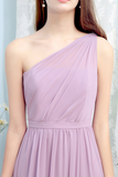 Dixie A-Line/Princess Sleeveless Floor Length Chiffon Natural Waist One Shoulder Bridesmaid Dresses