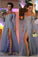 Charming Off the Shoulder Appliques Grey Long-Sleeves Evening Dress Elegant Prom Gowns