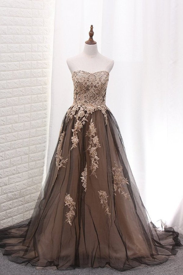 2024 Tulle Prom Dresses A Line Sweetheart With PA4EZ5EM