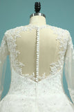 2024 Tulle V Neck Long Sleeves Wedding Dresses A Line PPNFBPNL