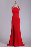 2022 Sexy Open Back Prom Dresses Scoop Spandex With Beads And P7QNZCEB