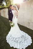 2024 Long Sleeves Bateau Memraid Tulle Wedding Dresses With P4AXYX61