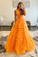 A-line Sexy Orange Tiered Backless Prom Dress
