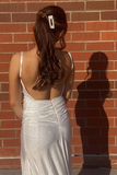 Elegant Ivory Spaghetti Straps Rhinestones Prom Dress