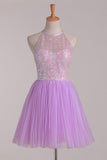 2024 Homecoming Dresses Open Back Scoop Sequined Bodice Tulle P4RC9S5L
