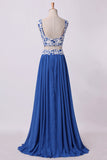 2024 Two Pieces A Line Prom Dresses Chiffon Floor Length PQYCA377
