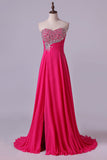 2024 Sweetheart Beaded Bust Prom Dresses A-Line Sweep PCP3H1CR