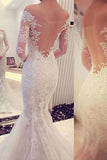 2024 Elegant Mermaid Wedding Dresses Off The Shoulder With Appliques Long Sleeves P2KSFP86
