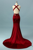 Sexy Mermaid Red Prom Dress V Neck Evening Dress
