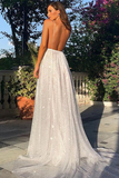 Backless Champagne Evening Dress Long Prom Gown