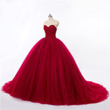 New Style Red Tulle Lace up Sweetheart Strapless Beads Ball Gown Prom Quinceanera Dress