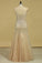 2024 Sleeveless Mermaid Prom Dresses Beaded With A Starburst Of Bugle Beads And Clear PMAM6PE5