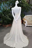 2024 Elegant Prom Dresses Scoop Neck Chiffon Sweep Train A-Line With Beadings PDSG3PZ4