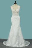 2024 Mermaid Wedding Dresses Scoop Tulle With Applique Court PPXJR2YG