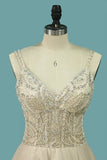 2024 A Line Spaghetti Straps Wedding Dresses Beaded Bodice Tulle PM1ABSQG