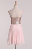 2024 New Arrival Strapless Homecoming Dresses Sequined Bodice Chiffon A PGKNCN3A