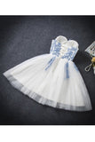 2024 A Line Sweetheart Tulle With Applique Short/Mini PX7CZ5FH