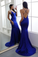 Mermaid Royal Blue Prom Dress V-Neck Long Evening Party Dress