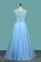 2024 Tulle V Neck Prom Dresses A Line With Applique And Beads PK8K79PC