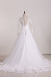 2024 A Line Scoop Long Sleeves Wedding Dresses Tulle With PEKX1D2G