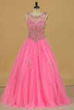 2024 Tulle Scoop Open Back Quinceanera Dresses With P9NFGA8R