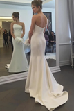 Simple Strapless Mermaid Wedding Dresses Elegant Ivory Sweep Train Wedding STKPNRE33JG
