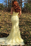 Mermaid Strapless Appliques Prom Dresses With Slit Evening STKPXH4MGL2