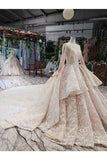 Ball Gown Wedding Dresses Scoop Long Sleeves Top Quality Appliques PFA91HLD