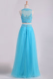 2024 Two Pieces Scoop Prom Dresses A Line With Applique & PTR2XP16