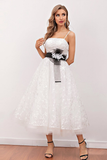White Lace Midi Prom Dress