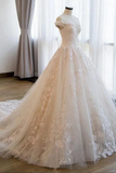 Ball Gown Off The Shoulder Appliques Wedding Dresses Ivory Bridal STKPAQ8752B