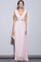 Sheath V-Neck Pink Long Prom Dress with Lace