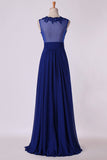 2024 V Neckline Prom Dresses Ruched Waistband Tulle Back Flowing Chiffon Skirt PE7C8P9D