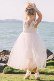 Cap Sleeves Lace Top Tulle Skirt Flower Girl Dresses, Beach Cute Little Girl Dresses STK15567