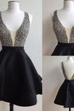 2024 Black Satin Homecoming Dresses Straps A-Line Zipper Up PBRJMRJS