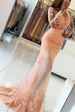 2024 Prom Dresses Mermaid Scoop Long Sleeves With Applique Tulle PY8563HA