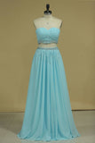 2024 Two Pieces Sweetheart Prom Dresses Chiffon With Beads And Ruffles P9ZSGD7X
