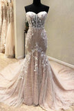Gorgeous Sweetheart Mermaid Lace Appliqued Wedding Dresses Strapless Bridal STKPJ18HD74