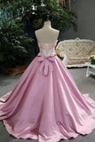 2024 Strapless Satin Wedding Dress Lace Up With Beads PK66R3RE
