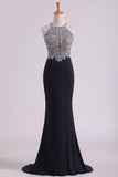2024 Sexy Open Back Spaghetti Straps Beaded Bodiced Prom P96QS8RY