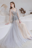 Fabulous Scoop Prom Dress Long Sleeves Evening Dress