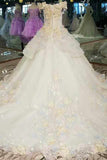 2024 Floral Wedding Dresses A Line With Handmade Flowers P1B7JX89
