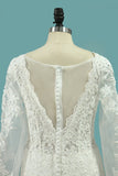 2024 Elegant Mermaid Wedding Dresses Scoop Tulle With Appliques Long Sleeves PBQNDAL2