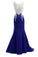 Crystal Mermaid Sexy Backless Sparkly Long Prom Evening Dresses