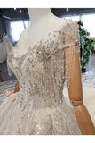 Ball Gown Wedding Dresses Scoop Short Sleeves Top Quality Appliques PEP4GH6L