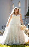 A Line Sweet Heart Neckline Wedding Dresses Plus Size Ivory Lace PHA1S42H